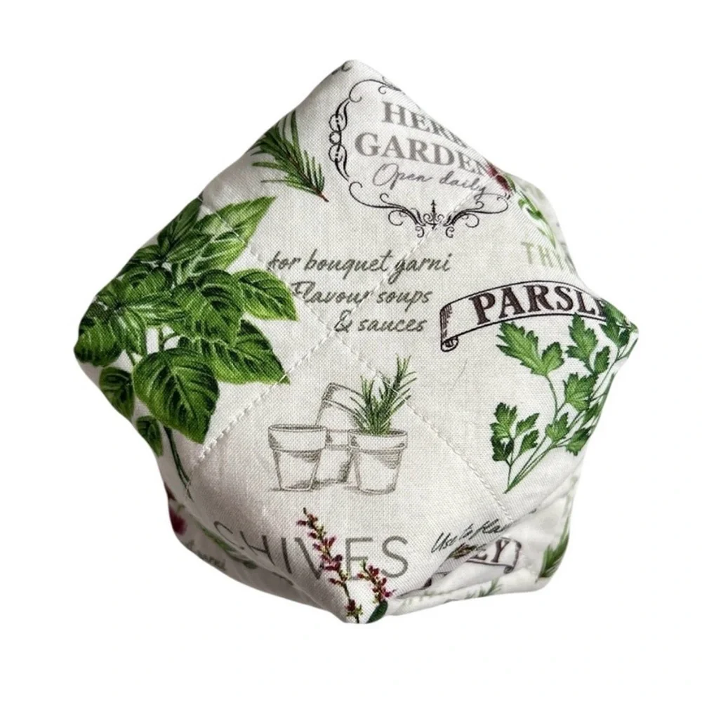 Hand Crafted Colorful Herb Garden Microwave Small Bowl Cozy 100% Cotton